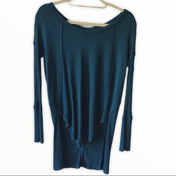 Free People Ventura Long Sleeve Knit Thermal Sweater Hunter Green XS - Picture 1 of 2